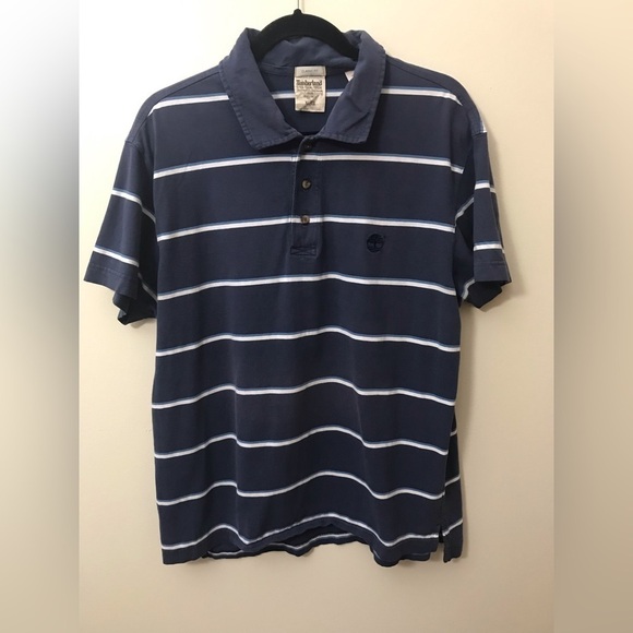 𝅺VINTAGE Timberland Stratham Mens Cotton Striped Classic Fit Polo Shirt Size XL - Picture 3 of 10